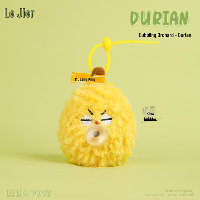 Bubbling Orchard Durian Mangosteen Pear Squeeze Toy Plush Keychain