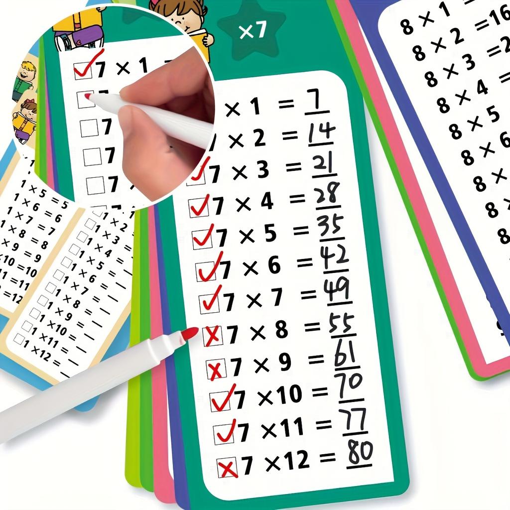 0-12 Multiplication Charts, Times Table Cards, Self Check Math Learning Tool, Mathematical Training, Teaching Aids