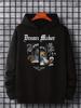 Men Front Print Hoodie, Dream Maker Gothic Letter David Statue Collage Graphic Hooded Sweatshirt, Retro Art Streetwear Casual Loose Pullover Hoodie