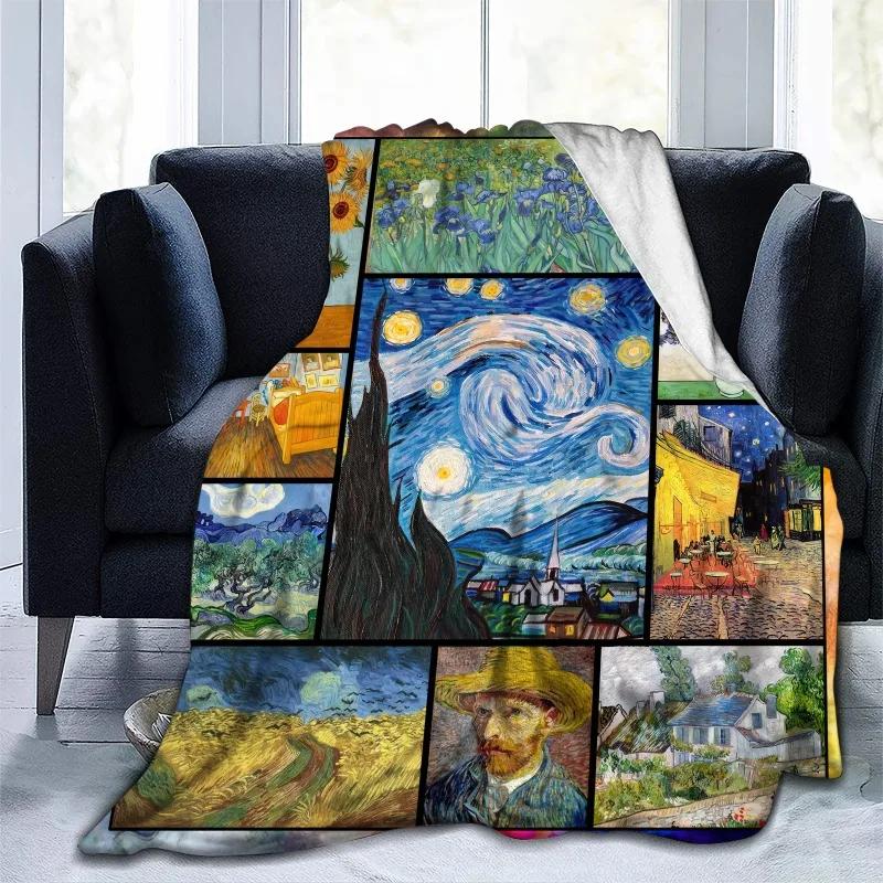 Van Gogh Paintings Soft Flannel Blanket  Micro-Fleece Bed Sofa Luxury Warm Comfort Printed Gift Cover - Machine Washed and Dried