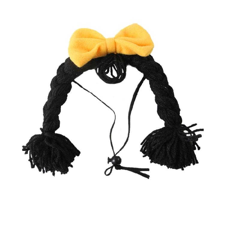 

Double Ponytail Hairpiece Charm Pet Hair Wigs Accessory Synthetic Fiber Cool Pet Wigs Photo Props чорний