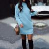 Women's Solid Thickened Oversize Long Sweater Dress Disappearing Lower Body