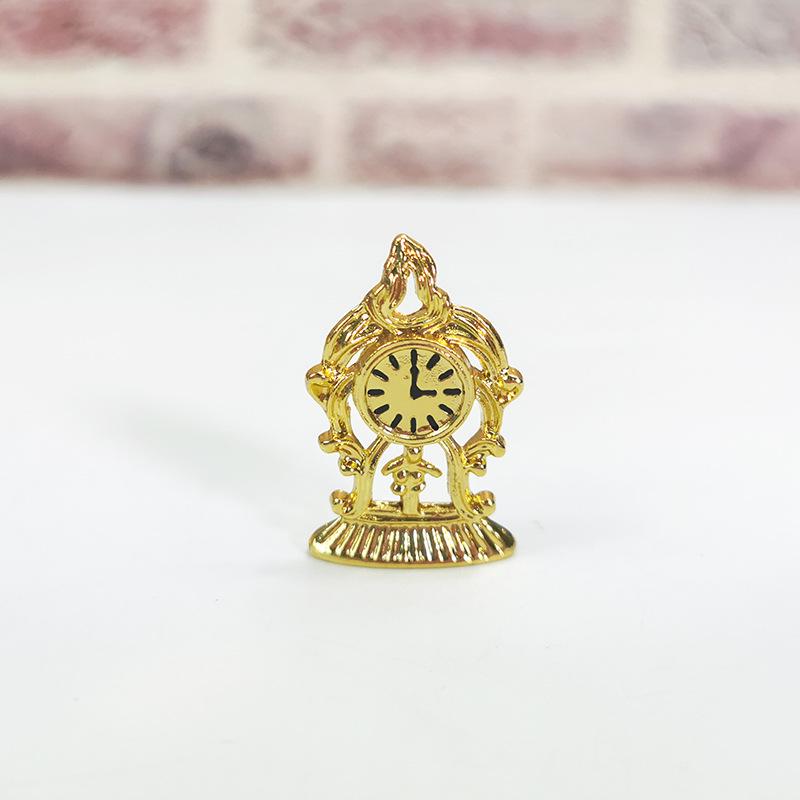52DOLLHOUSE Miniature Gold Clock E111 - Dollhouse Candy Toy Scene Model Accessory
