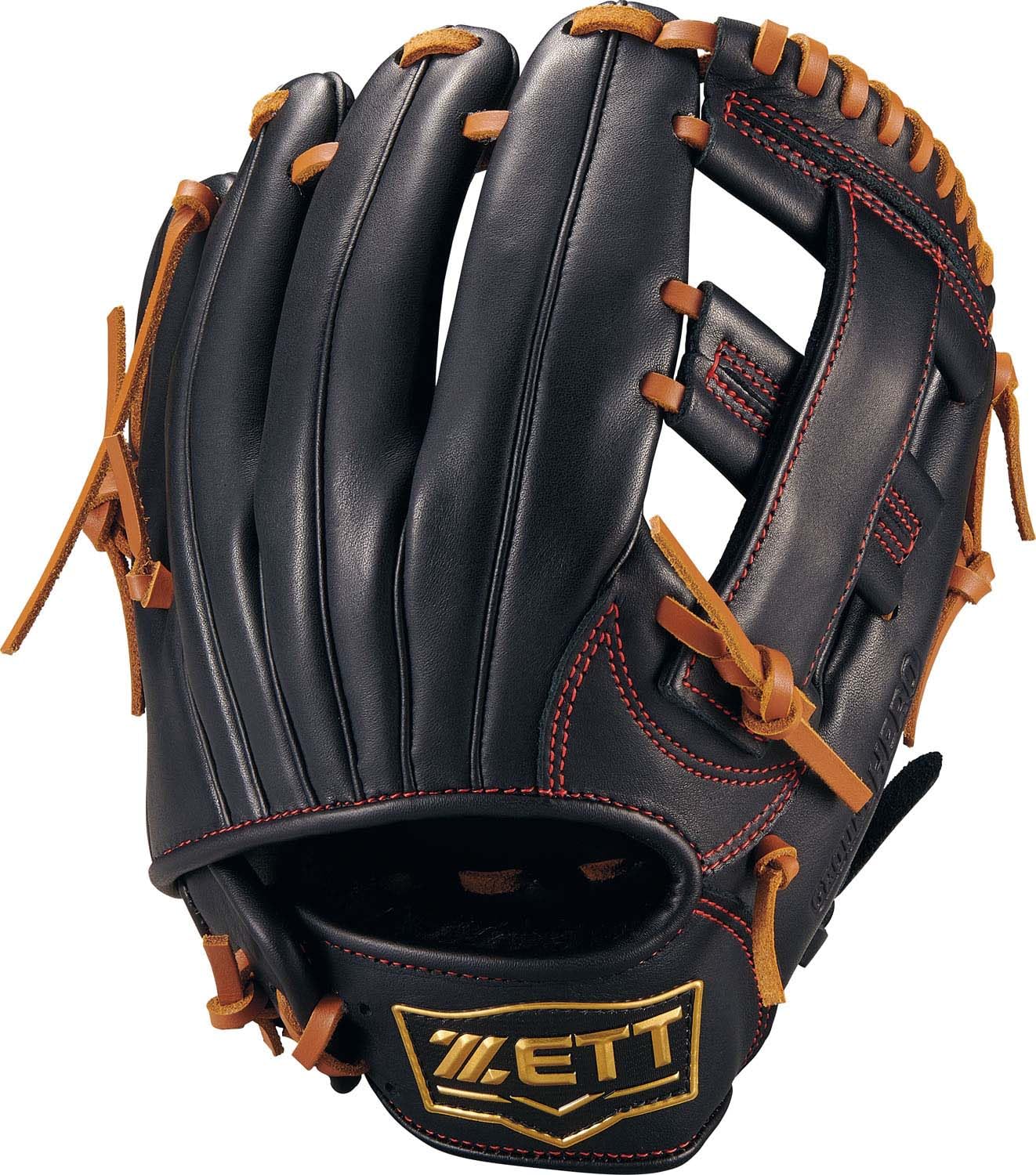 ZETT Youth Softball Ground Black x Oak Size S heights BJG762620 Glove, Hero, All-Around, Right-Handed Throw, Brown, (For 120-135cm),