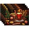 4pcs Christmas Cozy Scene Placemats Set, 12x18 Inches, Suitable for Kitchen Dining Decor, Home Décor, Family Banquet