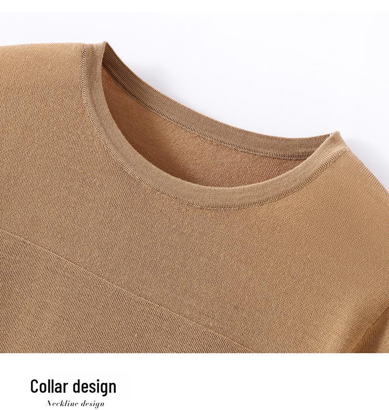 Fashionable Women's Slimming Knit Wool Sweater - Comfortable, Skin-Friendly, Solid Color, Round Neck, Base Layer.