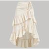 Summer New Temperament Elegant High Waist Splicing Thin Ruffle Hem Skirt