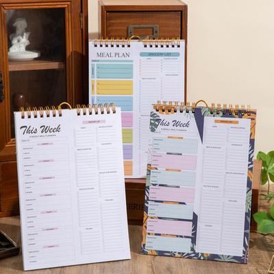 52-Week Tear-Off Meal Planner Pad Spiral Bound Detachable Shopping List Undated Menu Planning Notepad for Kitchen