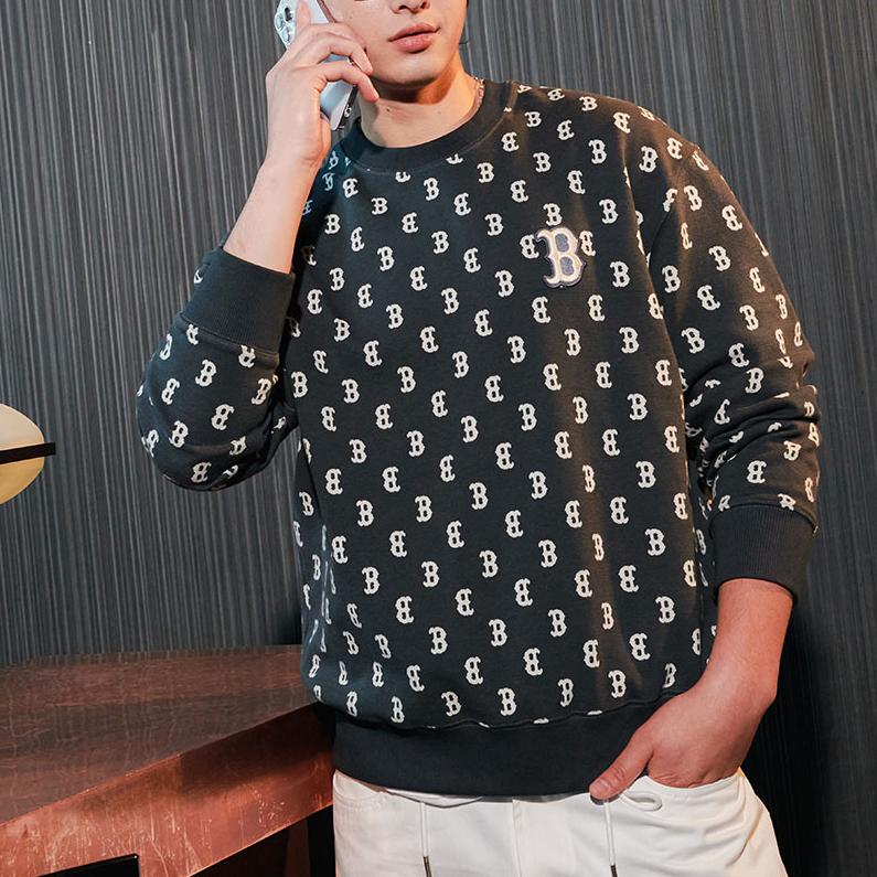 New MLB Boston Red Sox Sweatshirt Unisex Charcoal Gray MLB3AMTM0334-43CGS