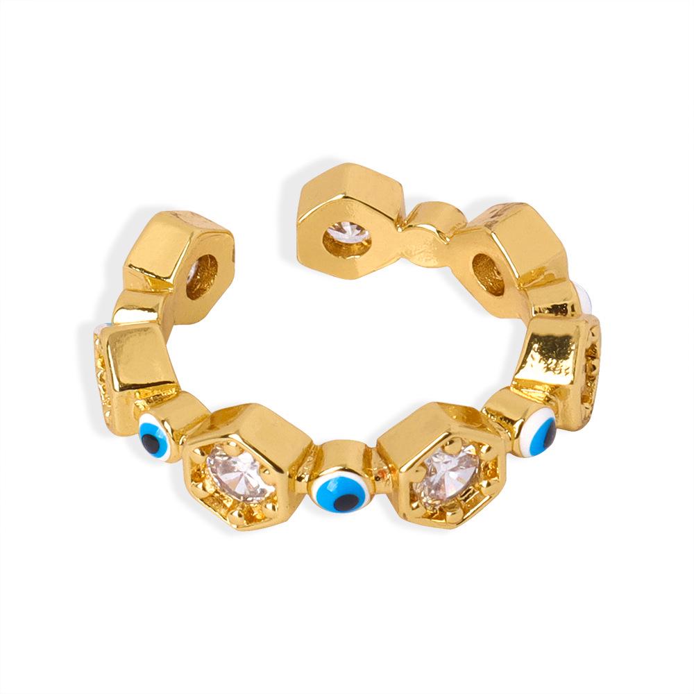 Stylish Devil's Eye Ring: Openable, Zircon Inlaid, Adjustable Women's Geometric Jewelry
