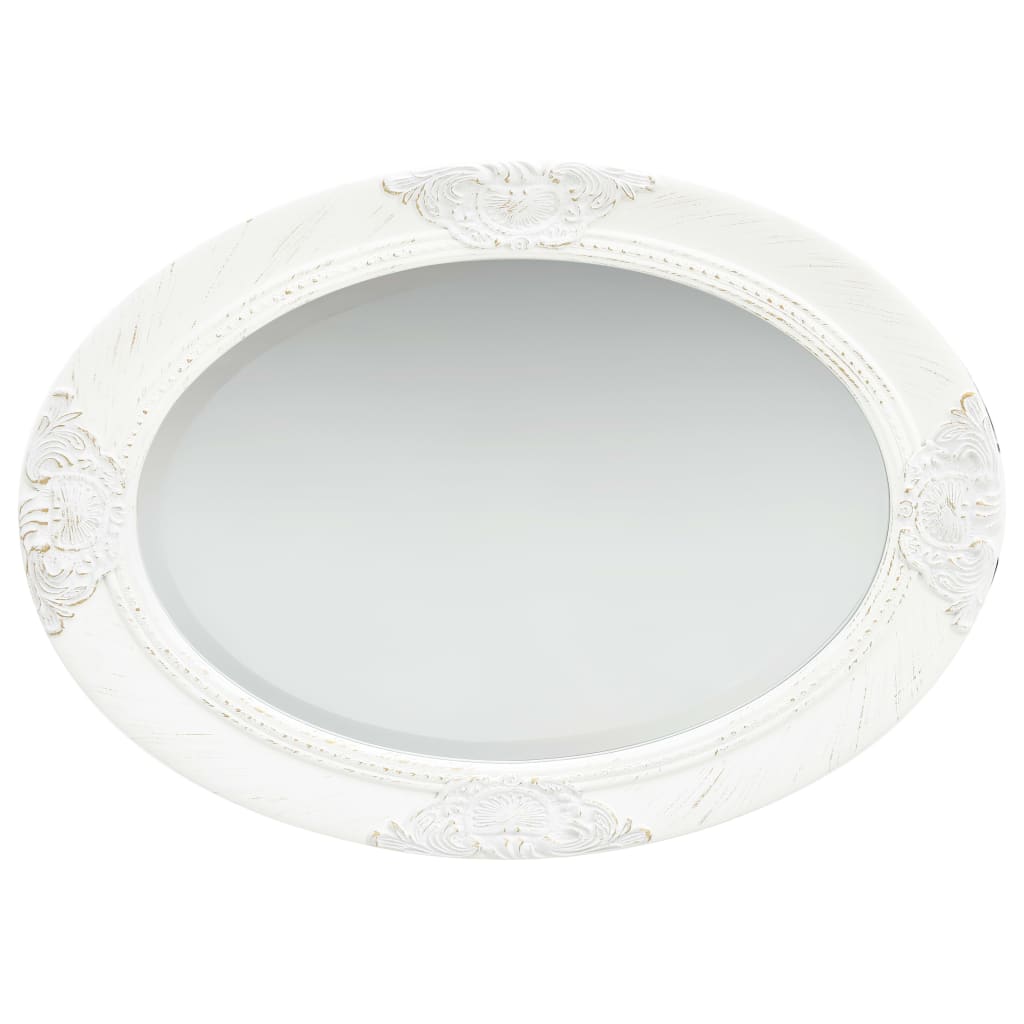 Baroque Style Wall Mirror 50 x 70 cm White