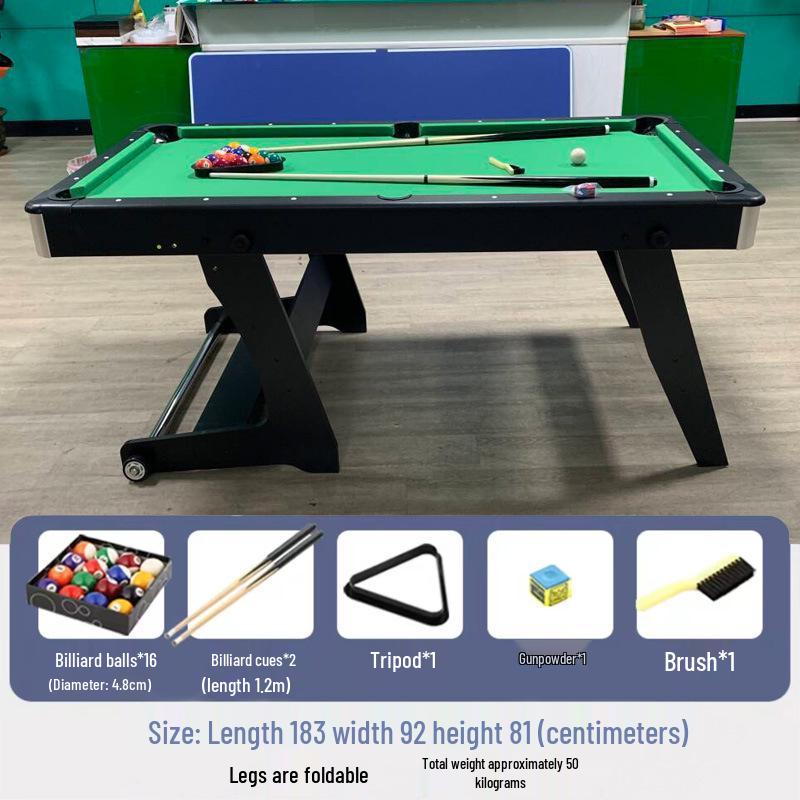 Foldable 2-in-1 Kids Pool & Ping Pong Table - Indoor American Black Eight Style