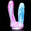 Two-pronged Mixed Color Silicone Double-headed Penis Size Fake Penis Female Anal Plug Masturbation Device Adult Products