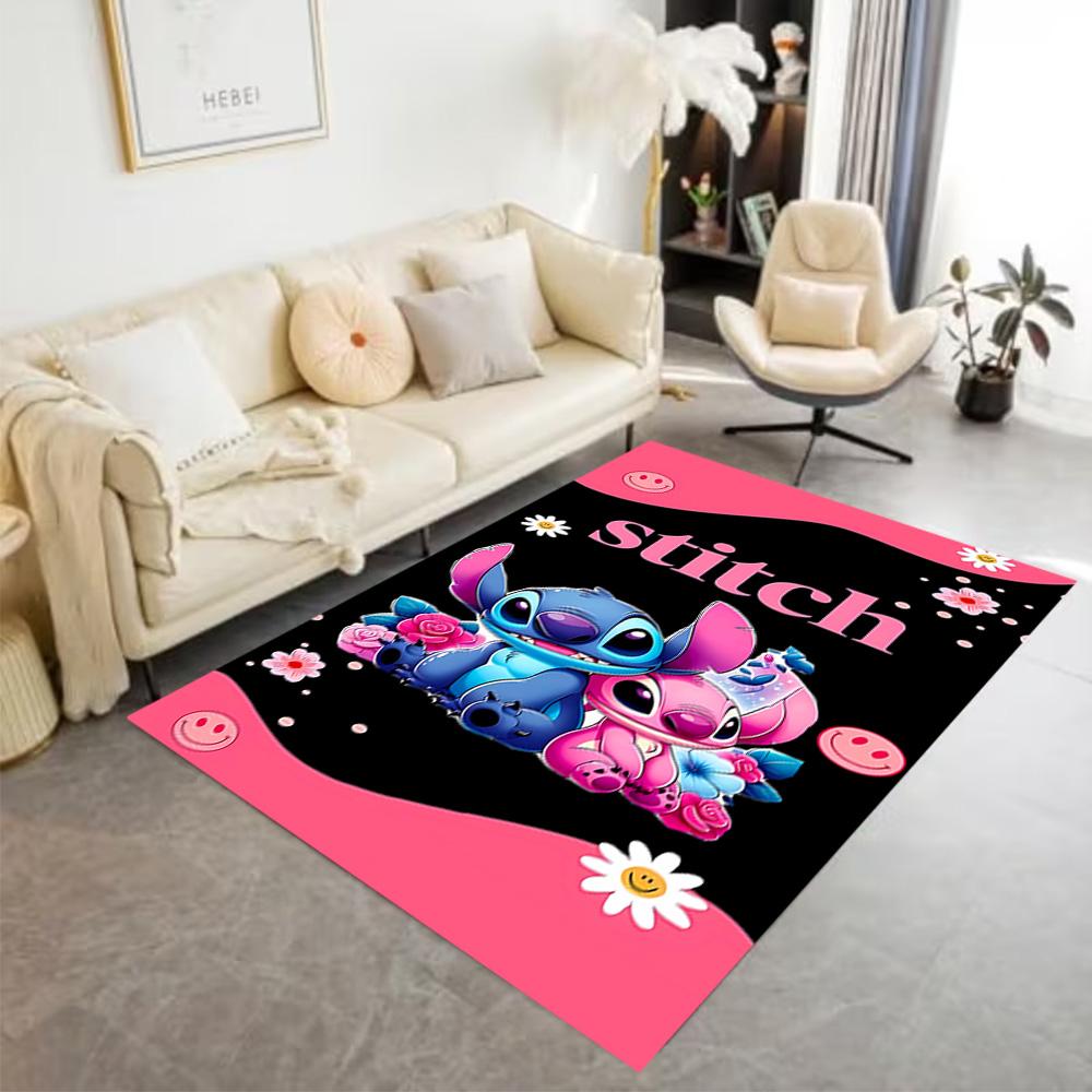 Stitch Angel Space Floor Mat Suitable for Game Room Hallway Playrooms Dormitory Anti-slip Rug Anime Office Decor