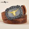 Vestlig Cowboybelte Vintage Taurus Preget Ungdom Klassisk Herre Unisex Punk Preget Lærbelte