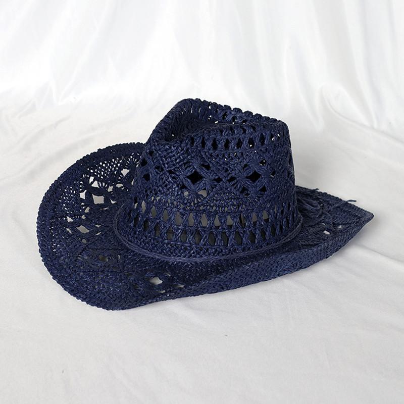Letní Dámská Pánská Slaměná Dutá Západní Tvarovatelná Koncertní Kovbojská Klobouk Ven Široká Střecha Slunce sombreros de vaquero Klobouk gorro