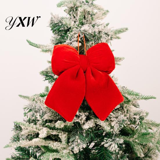Festliche Samtschleife Weihnachtsdekoration Mehrgrößen-Design Stoff Klassische Farbe Handgemacht 3D-Form Schleifenknoten Dekoration Geschenkverpackung