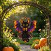 Indoor Outdoor Holiday Accents Halloween Bat Cat Suncatcher, Stained Glass Style Acrylic Sun Catcher, Gothic Art Black Hanging Ornament for