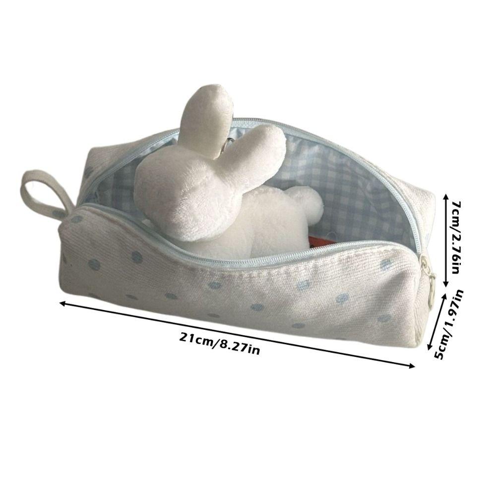 Portable Cream Color Pencil Case Multi-functional Polka Dot Pen Bag Large-capacity Stationery Pouch School Supplies