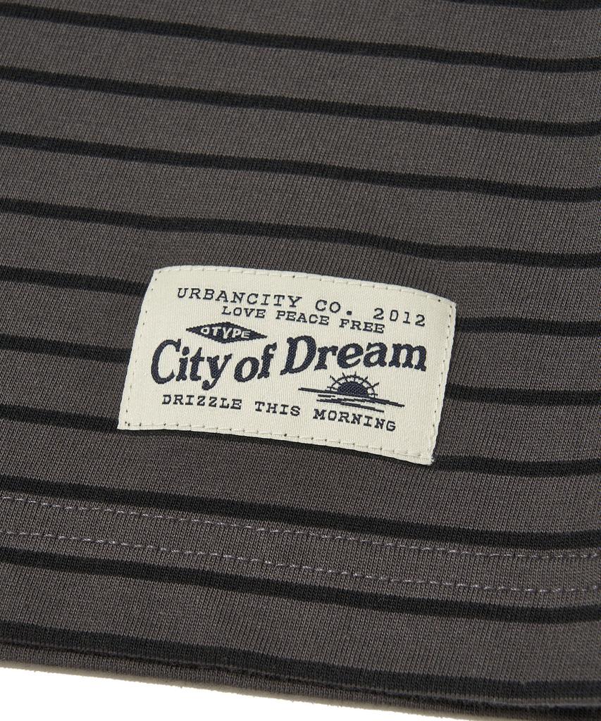 URBANDTYPE Vintage Label Striped T-Shirt_Charcoal