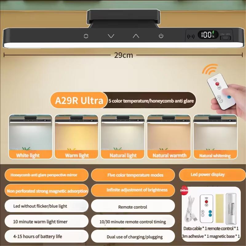 Touch Table Lamp Magnetic Desk Lamp Bulit-in 2500mAh Battery for Reading Cabinet Mirror Bedside Rechargeable Night Lights