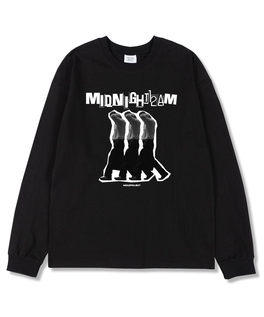 MIDNIGHT12AM Workman Oversized Long Sleeve T-Shirt Black (Ribbed Cuffs Selectable)