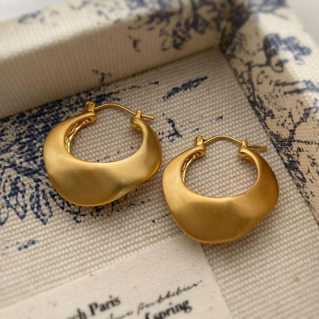 Irregular Design Earrings French Hand Brushed Niche Design High Sense Exquisite Versatile Earrings
