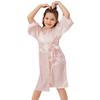 Middle and Older Children's V-neck Plain Glossy Cardigan Robe Children's Nightgown Summer Casual Thin Home Clothes