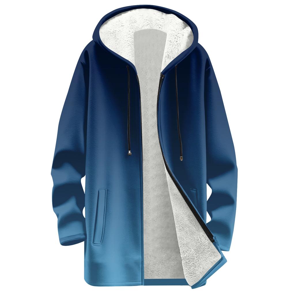Women's Gradient Print Fashionable Loose Zipper Fleece Hoodie Jacket