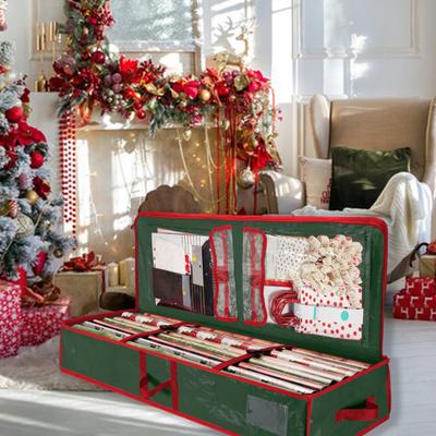 Yousheng Weihnachts-Geschenkpapier-Aufbewahrungstasche, langlebige, weiche PE-Gewebe-Geschenkpapier-Aufbewahrungstasche mit flexiblen Trennwänden und Taschen