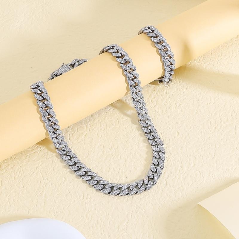 Elegant Necklace Sparkling Full Rhinestones Bracelet Alloy Texture Suitable for Evening Parties and Everyday Charm