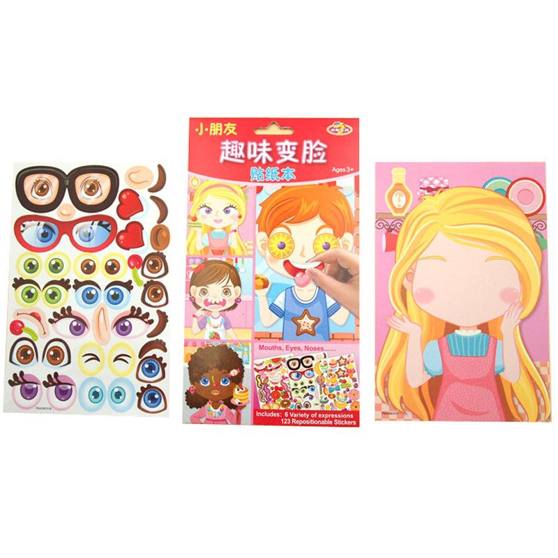 9Pcs/Set Diy Stickers Make-A-Face Princess Animal Dinosaur Assemble Toys Children Puzzle Games For Girls Kids Training Gifts Gxe