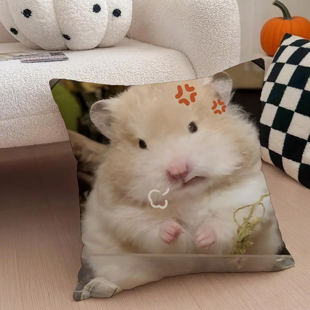 Hilarious Funny Hamster Meme Cute Art Cushion Cover Throw Pillow Cover Hidden Button Durable Polyester Chair Cushion