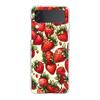 Transparent Phone Case For Samsung Galaxy Z Flip 3 4 5 6 7 Hard Folding PC Z Flip3 Flip4 Cover Summer Strawberry Flowers Print