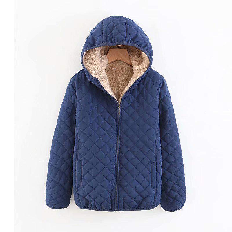 Women S Hooded Long Sleeve Thick Cotton Padded Short Coat Casual Winter