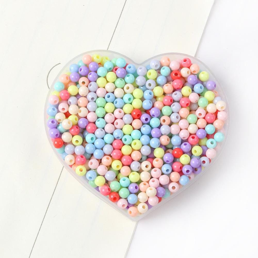 42-Color Acrylic Solid Color Round Beads Rice Beads Handmade Diy Beaded Loose Beads Bracelet Necklace Jewelry Material 3/4Mm