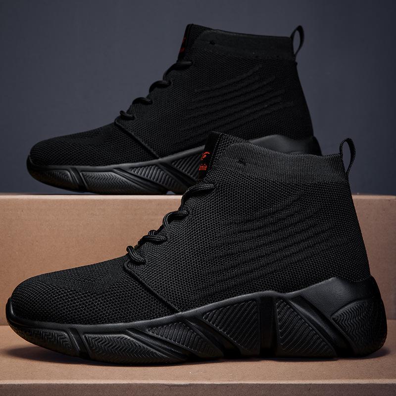 Bequeme und atmungsaktive Fliegenstrickschuhe Frühling und Herbst Paare neue vielseitige lässige erhöhende Plattform Sport Freizeitschuhe