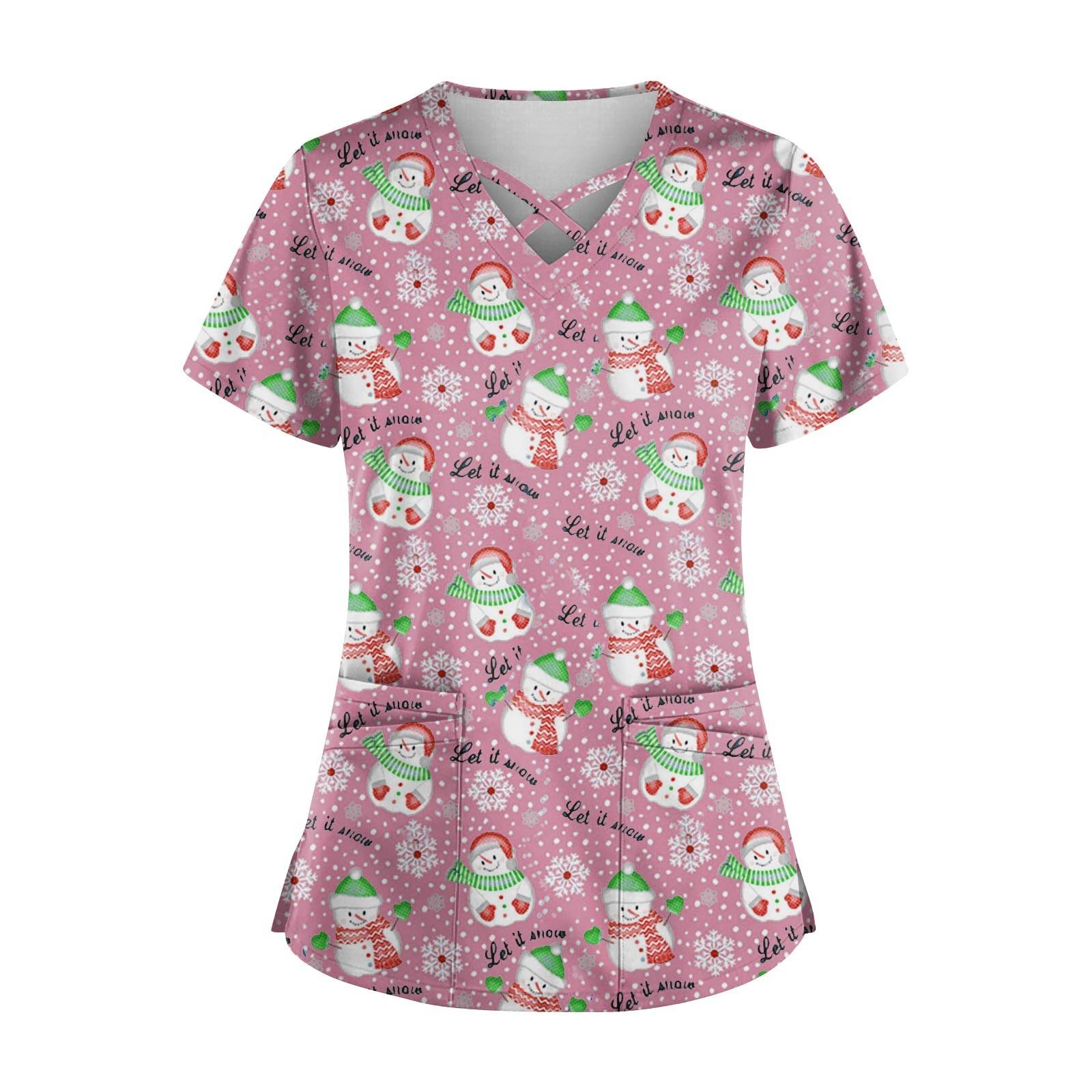 

Женская модная рабочая одежда с v-образным вырезом, короткими рукавами, завязками и карманами, топы соответствующего цвета и защитная одежда L розовый