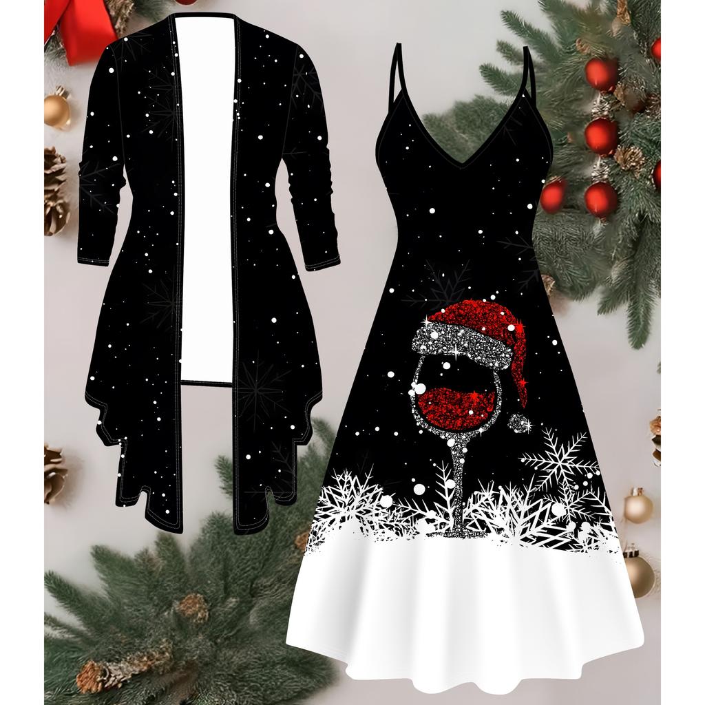 3D Christmas Printed Set Dress Coat for Valentine's Day, Eccentric Classical Totem Fashion Print,suitable for Various Scene Fashion Styles