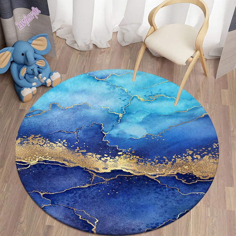 Modern Light Luxury Fashion Round Carpet Soft Flannel Carpet Living Room Bedroom Kitchen Floor Decoration Non Slip Floor Mat