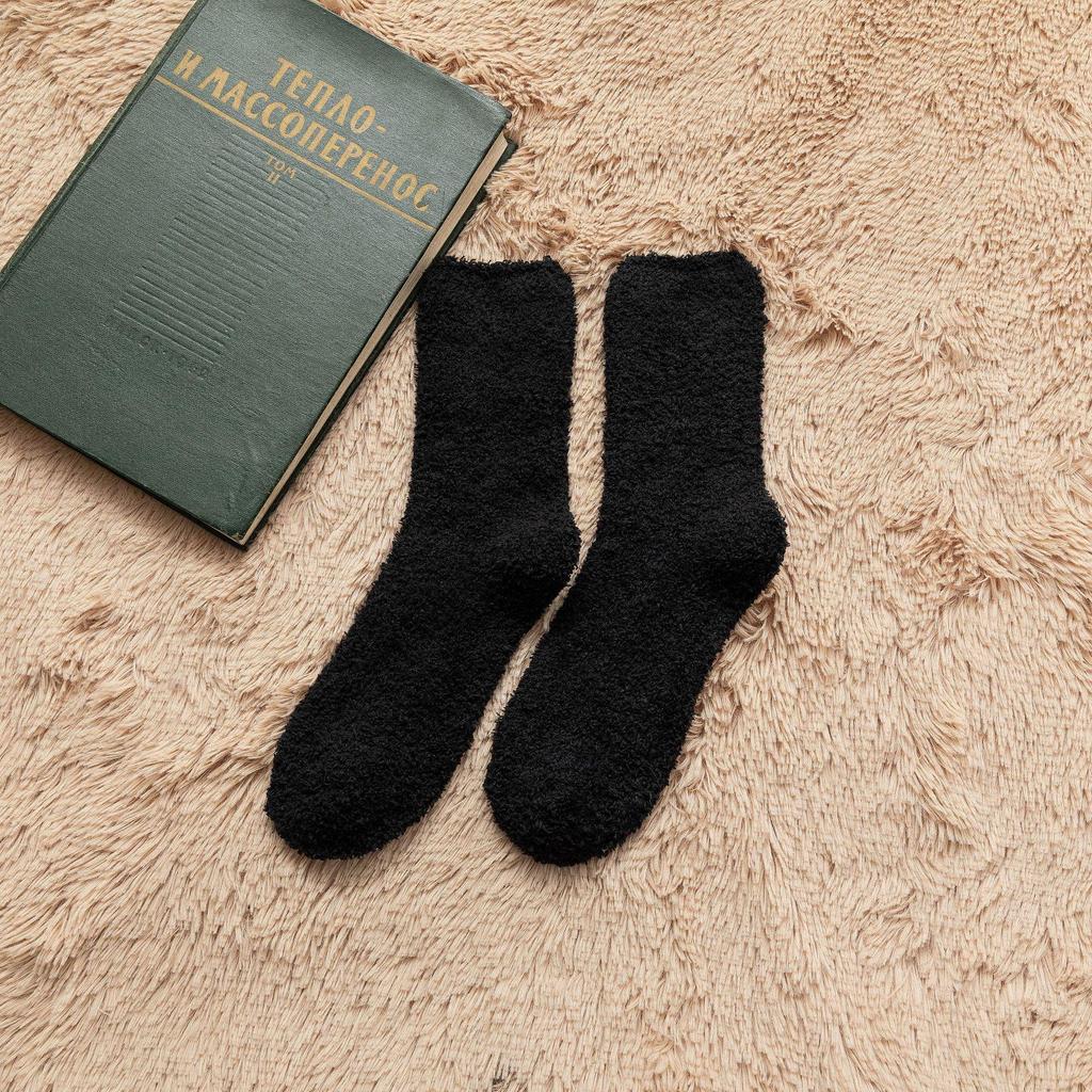 Pánské středně vysoké ponožky z korálového fleecu - Útulné domácí a spací oblečení na podzim/zimu.