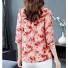 Modisches Chiffon-Hemd mit drei Viertelärmeln für Damen, Sommer, neue, locker sitzende Bluse mit Blumenmuster, M-4XL