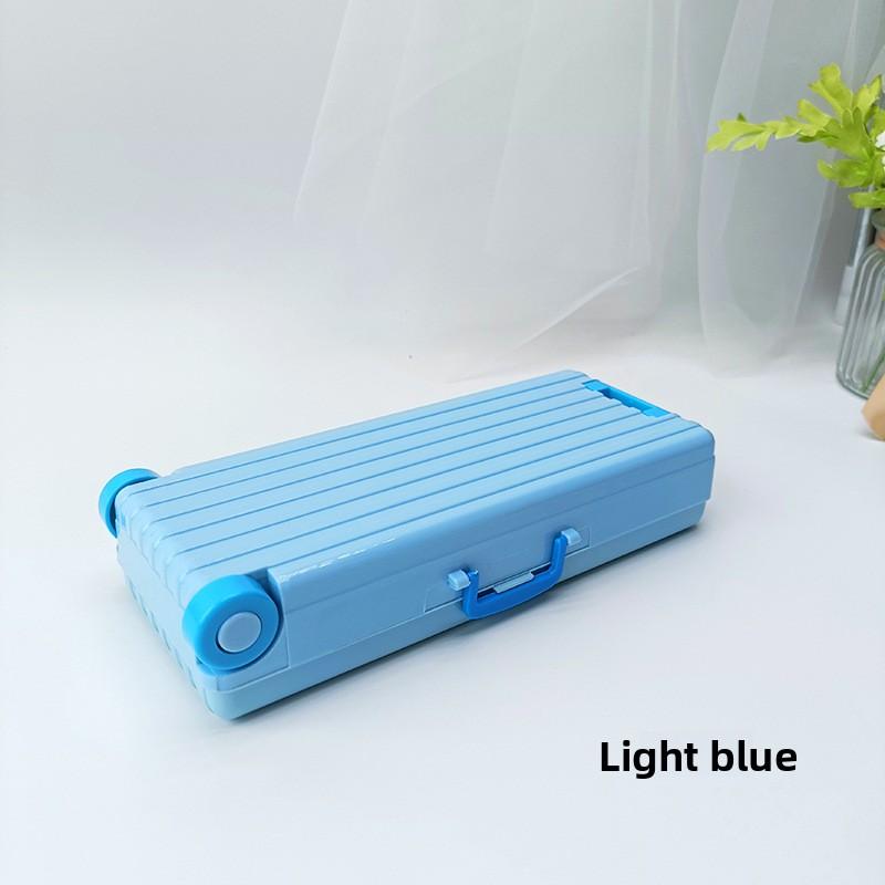 Multi-Functional Cute Plastic Suitcase Pencil Box Kids School Stationery Supplies синий