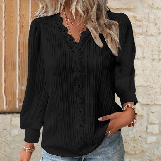 Купить Женская рубашка с v-образным вырезом и кружевной отделкой ...