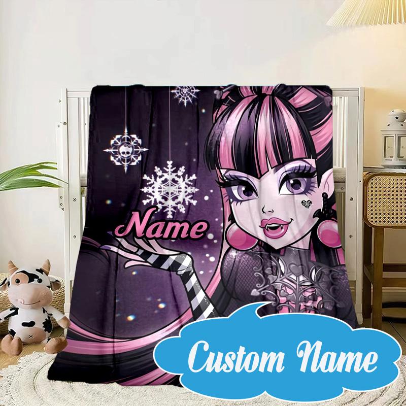 Custom Name Monster High Winter Fantasy Blanket bed sofa Blanket Flannel Blanket for Camping, Hiking, Picnic Essentials,gift for Fan family