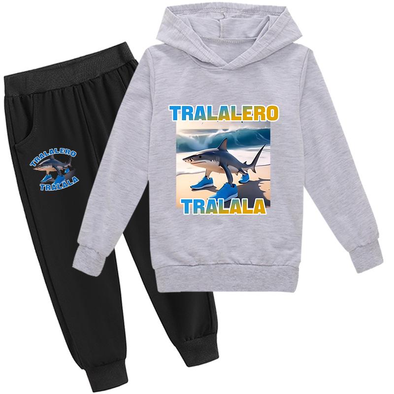 Tralalero Tralala Divertido Shark Meme Kids Clothes Hoodie+Pants 2pcs Set Toddler Boys Girls Tracksuit Children Outfits