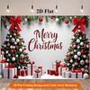 2D Flat Printing Holiday Christmas Trees with Gift Boxes Background Banner