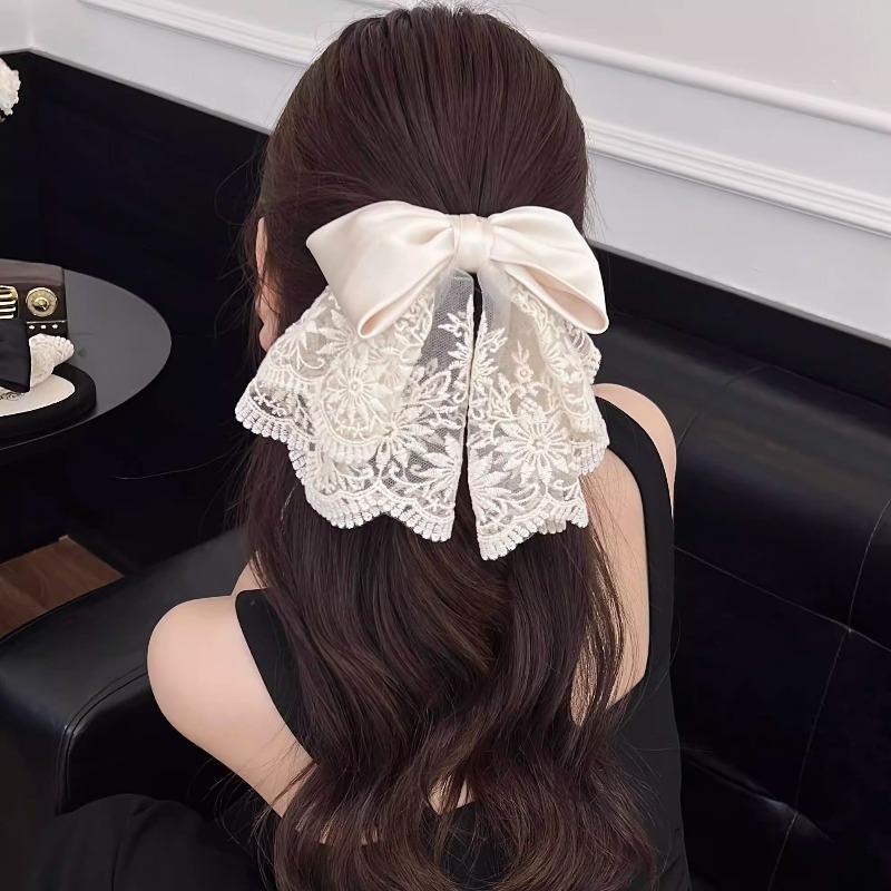 1 Piece Elegant Lace Bow Hair Claw Clip for Women Large Butterfly Hair Clip Ponytail Holder Sophisticated Updo Hair Accessories