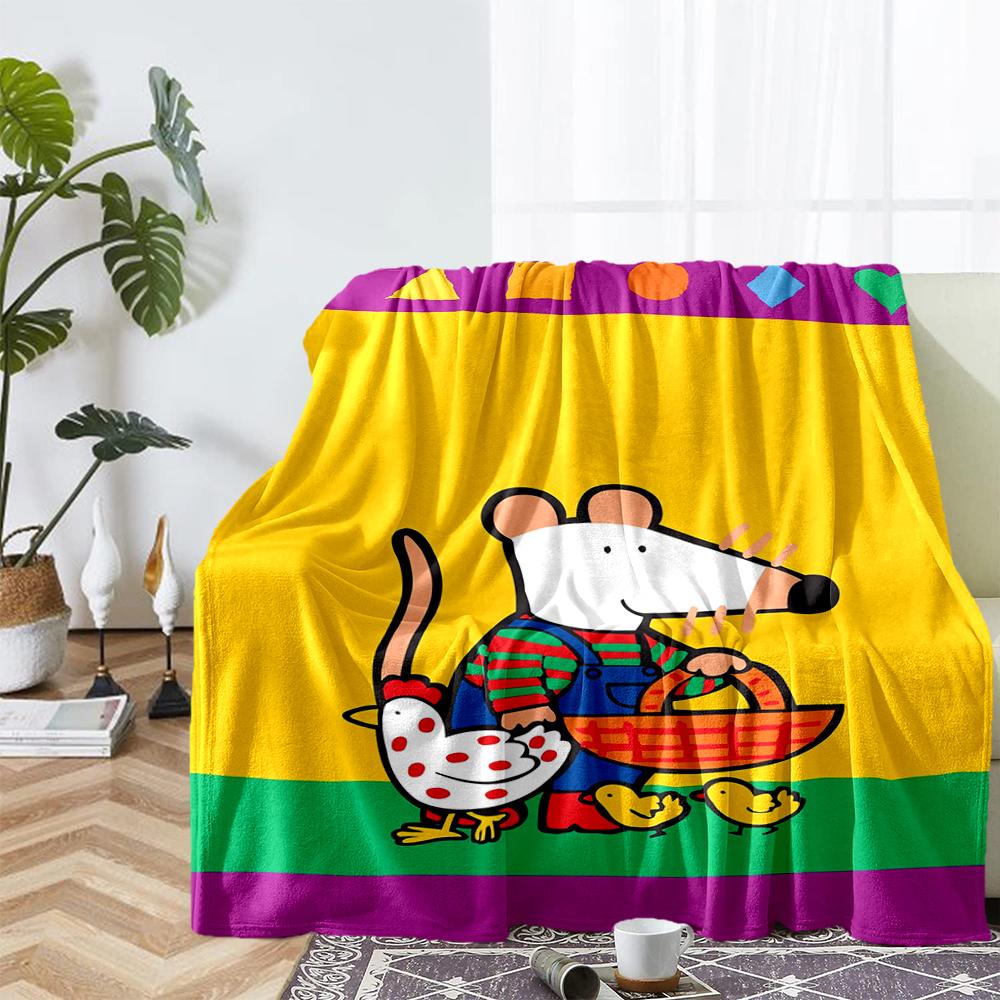 Maisy Mouse Theme Printed Blanket - Perfect for Couch, Bed, Travel & Outdoor Use | Machine Washable, Cozy & Durable.