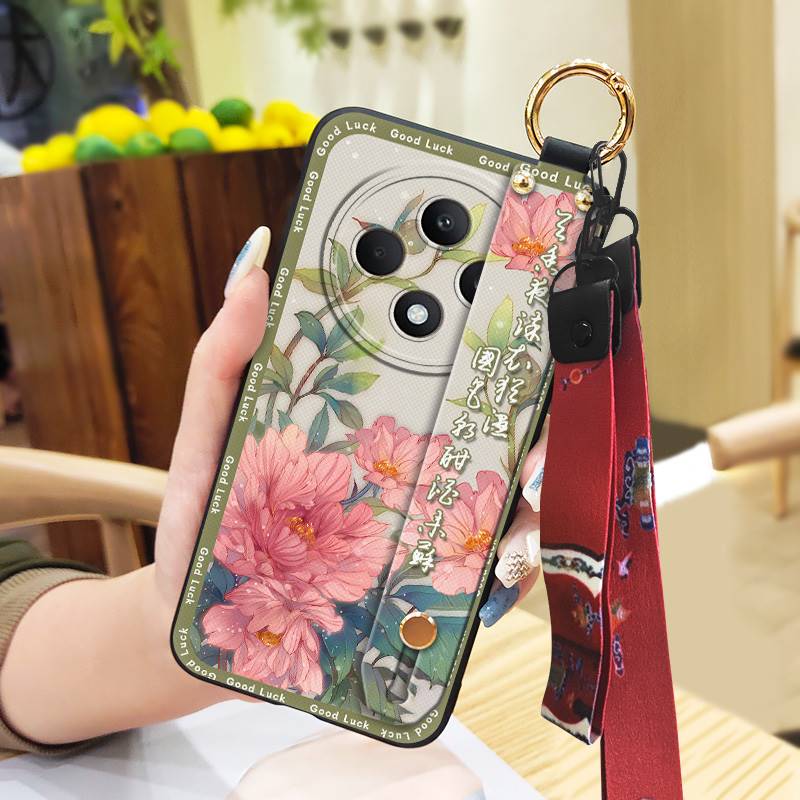 Elderly Lady Kickstand Phone Case For OPPO Reno12F 5G Ring Anti-knock Dirt-resistant Soft Case Wristband Protective